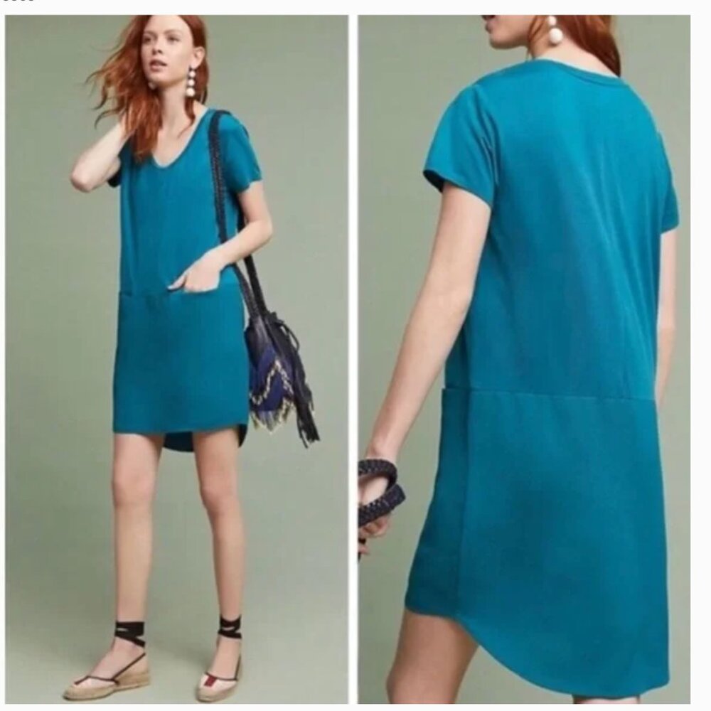 DOLAN Anthropologie Loren Shift Dress in Turquoise size XS NWOT